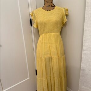 Emma & Michele Sunny Yellow Maxi Dress with Ruffle Sleeves